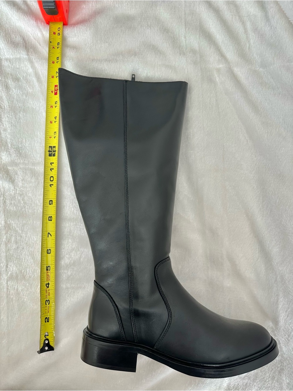 Anthropologie Tall Black Genuine Leather Ridding Boots Full Zip EU 39 Wide Calf - Picture 11 of 16